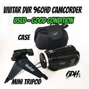 Vivitar DVR 960HD 1080i HD 12x Optical Zoom Video Camera Camcorder Black Bundle - Picture 1 of 12