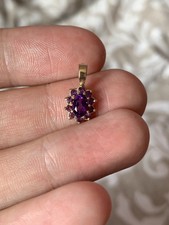 Cute 9ct Gold Amethyst Cluster Pendant