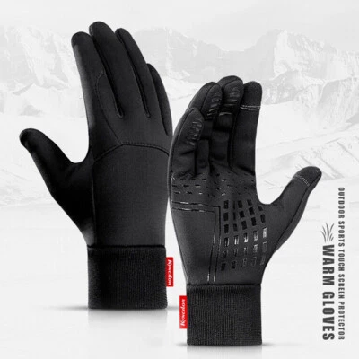 Guantes cálidos de invierno para hombre impermeables con pantalla táctil para correr ciclismo guantes a prueba de viento Foto 1 de 4