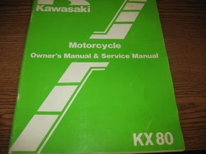 GENUINE KAWASAKI MOTORCYCLE OWNER & SERVICE MANUAL KX80 99920-1213-01 (K-1026) - Foto 1 di 7
