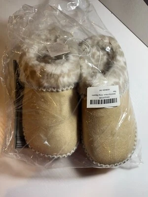 Zapatillas de casa forradas de piel sintética con estampado animal de micro gamuza para mujer, tostadas talla 5M Foto 1 de 4