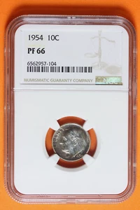 1954 Toned NGC PF66 Silver Roosevelt Dime 10c #B38820 - Picture 1 of 2