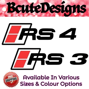 RS 3 RS 4 LOGO CAR SPORTS TUNNING STYLING VINYL DECAL TRANSFER STICKERS GRAPHICS - Picture 1 of 6