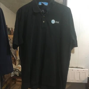 Vtg AT&T Polo Shirt Rugby Employee Uniform 90s Y2k Black XL EXTRA LARGE RARE - Picture 1 of 6