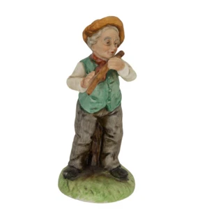 Figura de cerámica vintage de un anciano tocando una flauta Japón - Imagen 1 de 4