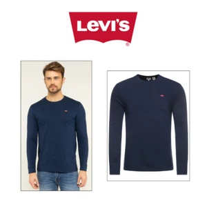 Levis Herren Original Langarm Blau Tshirt Housemark Tee Designer Rundhals. M - Bild 1 von 6