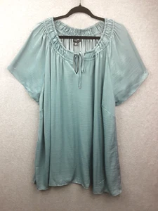 Autograph Plus Size 24 Dark Teal Mossy Green Tunic Style Tie Neckline Top - Picture 1 of 10
