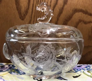 Heisey ROSE covered Chocolate Dish (Wave Finial) 5" diameter and tall - Picture 1 of 10