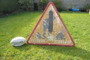 Old, vintage 1930's Tin plate road sign triangle