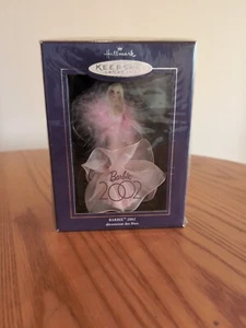 Hallmark 2002 Club Porcelain Keepsake Barbie Ornament Pink Ballgown Feather Boa - Picture 1 of 3