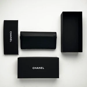 Chanel Quilted Leather Sunglasses/Glasses Black Case Box - Picture 1 of 11
