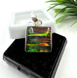 Schwarzer Opal Doublet Halskette, 925 Sterling Silber Schmuck, Aurora Opal Anhänger - Bild 1 von 5