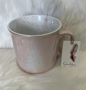 NEW Light Pink Christmas Tree MUG Jessica Simpson Home HOLIDAY - Picture 1 of 5