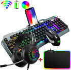 Wireless Gaming Keyboard mouse and Headset Set RGB Backlit Mechanical PC PS4 MAC