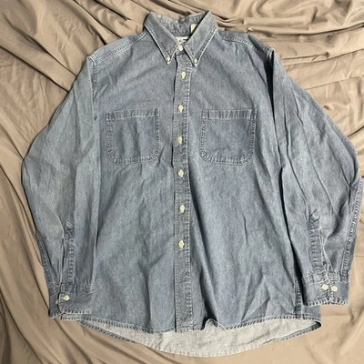 Vintage Sears Roebuck And Co Denim Work Shirt Button Up All Cotton Made In USA L - Image 1 of 4