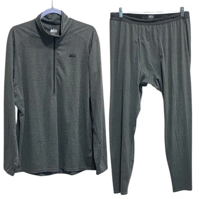 Conjunto de capa base REI para hombre cuarto cremallera top + leggings | Talla L | Hecho en EE. UU. Foto 1 de 4