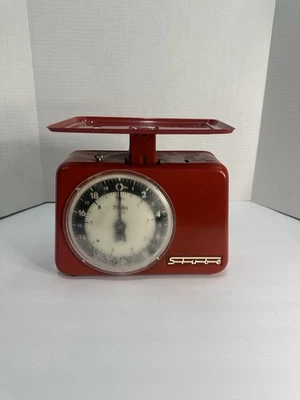 Báscula de cocina de metal Stube vintage roja Alemania Occidental 9 kg / 20 libras 9" x 8" Foto 1 de 4