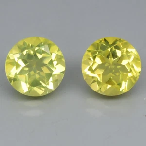 π 3.74ct Pair 2pcs 8mm VS Round Natural Lemon Quartz - Brazil Gemstone - Picture 1 of 4