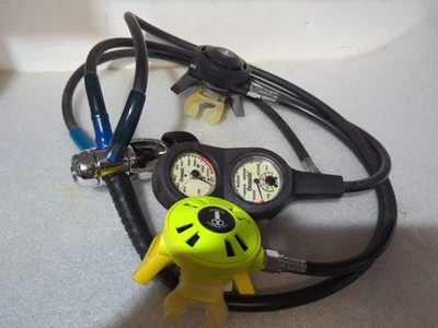 Oceanic 4000 PSI & Cressi-Sub Atemregler Set schwarz & gelb Schläuche Tauchen - Bild 1 von 4