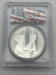 2011 W 9-11 National Medal, First Strike, PCGS PR69 DCAM, Silver Coin - Picture 1 of 2