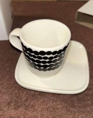 Taza y platillo espresso de gres marimekko Oiva Räsymatto Siirtolapuutarha nuevo en caja Foto 1 de 4