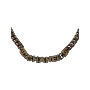 CHANEL Necklace Old Vintage Silver CHANEL Logo Length 42cm Women's Accessories - Picture 1 of 7