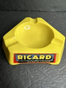 Vintage Advertising Ricard Bright Yellow Ashtray Opalex France Anisette Liqueur - Picture 1 of 16