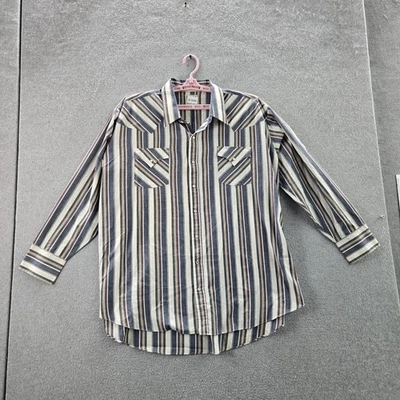 Camisa abotonada Ely Cattleman para hombre 3XBIG 19T X 36 azul a rayas Western Big Man Foto 1 de 4
