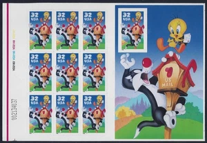 3204 Sylvester & Tweety Plate Number Pane of 10 "Looney Tunes" Mint NH - Picture 1 of 1