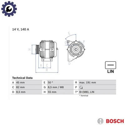 ALTERNATOR 0 986 047 380 FOR VOLVO S80/I XC90/SUV S60 XC70/CROSS/COUNTRY V70 - Image 1 of 4