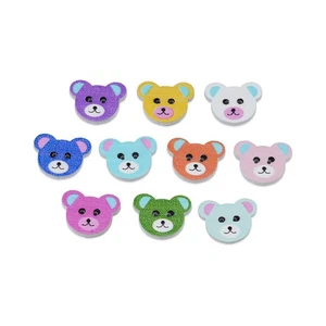 30pcs Cute Bear Wooden Buttons for Crafts Sewing Scrapbooking Decor DIY 18x15mm - Picture 1 of 6