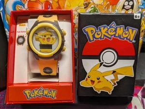 🔥 Pokémon Pikachu LCD Light-up Watch with Silicone Strap Black and Yellow NEW🔥 - Picture 1 of 6