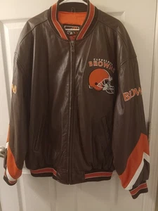 Vintage Carl Banks &GIII Cleveland Browns 100% Leather NFL Jacket Size 2xl - Picture 1 of 11