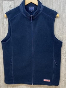 Vineyard Vines Men’s Sleeveless Full Zip Navy Blue Fleece Vest Size Small - Picture 1 of 9