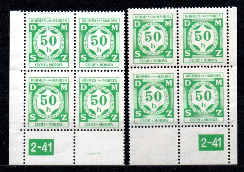 Germany, Bohemia and Moravia, occupation  WWII,  Official   Mi. 3 plate marks - Image 1 of 1