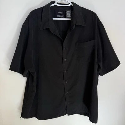 George 2XL (50/52) Men’s Black Sueded Textured Button Up Shirt Short Sleeve - Image 1 of 4