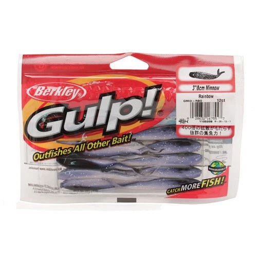 Berkley Gulp Minnow Fishing Bait 3 Inch Rainbow 12/Bag 1105008 - Image 1 of 1