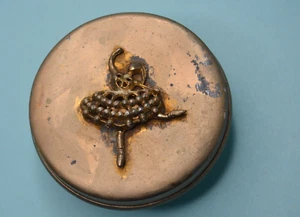 vtg O&EG ROYAL AUSTRIA BALLERINA VANITY POWDER TRINKET BOX 3.25" footed - Picture 1 of 9