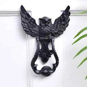 Black Cast Iron Owl Door Knocker - Picture 1 of 5