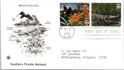 FDC 2006 SC #4099 Bald Eagle & Crocodile  - Naples, FL - Pair - J1292 - Image 1 of 2
