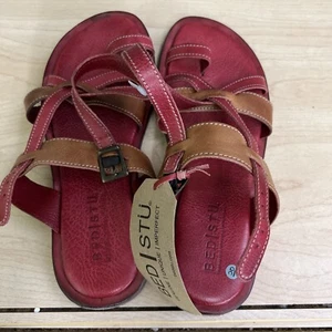 Bett Stu Manati II Riemenledersandalen Kirsche rustikal Größe 7 neu mit Etikett - Bild 1 von 2