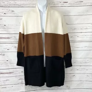 Michael Kors Sweaters Women’s Medium Brown /Beige Open Cardigan Colorbock - Picture 1 of 12