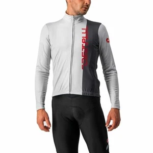 NEW Castelli Traguardo Full-Zip Jersey, Silver/Dark Gray, Large - Picture 1 of 6