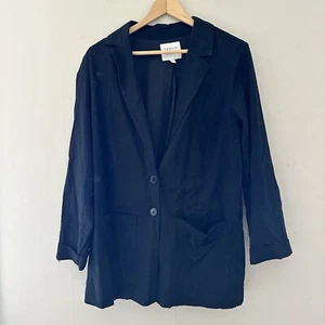 Torrid Womens Linen Relaxed Fit Blazer Size 0 / Large Black Office Career - Picture 1 of 9