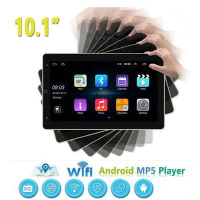 10.1" Rotable GPS Navi Android 11 Car Stereo Radio WIFI MP5 FM BT Player 2DIN - Image 1 of 4