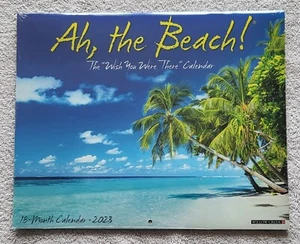 2023 18 Month Wall Calendar, Ah The Beach!, New/Sealed - Picture 1 of 2