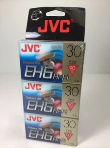 New 3 Pack JVC EHG Hi-Fi VHSC Videocassette TC-30 90 Minutes - Picture 1 of 3