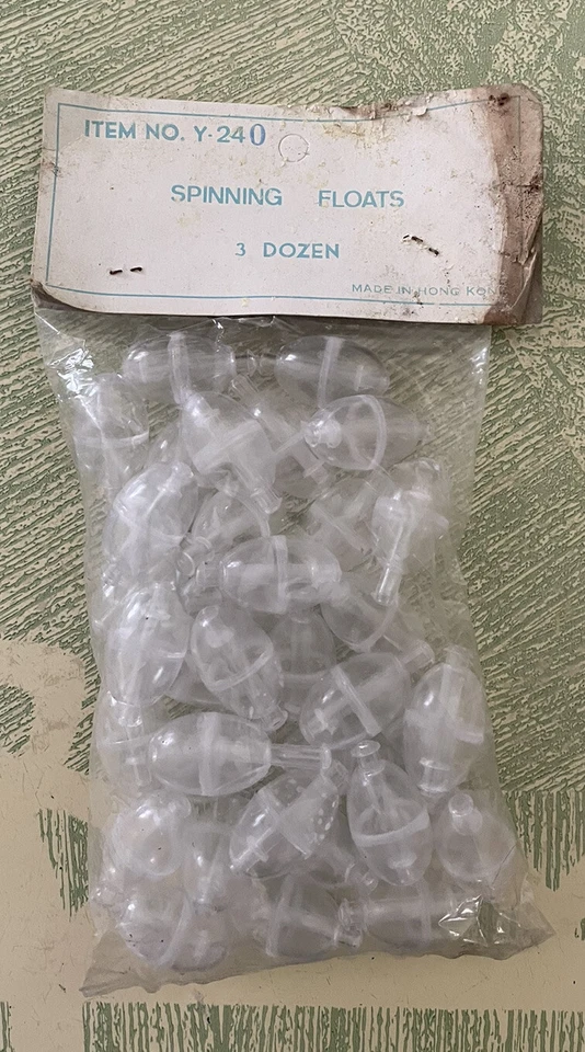 NOS 240 Small Fillable Spinning Floats Fishing Bobbers Clear 36 Pieces - Imagem 1 de 1
