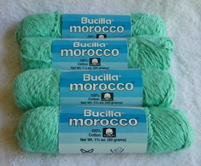 4 Skein Lot Bucilla "Morocco" 100% Cotton Light Worsted in Mint Green Yarn - Image 1 of 2