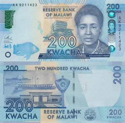 Malawi 200 Kwacha (1.1.2016) - p60c UNC Foto 1 de 3